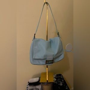 COPY - Original Fendi Shoulder light blue leather bag used very good condition …